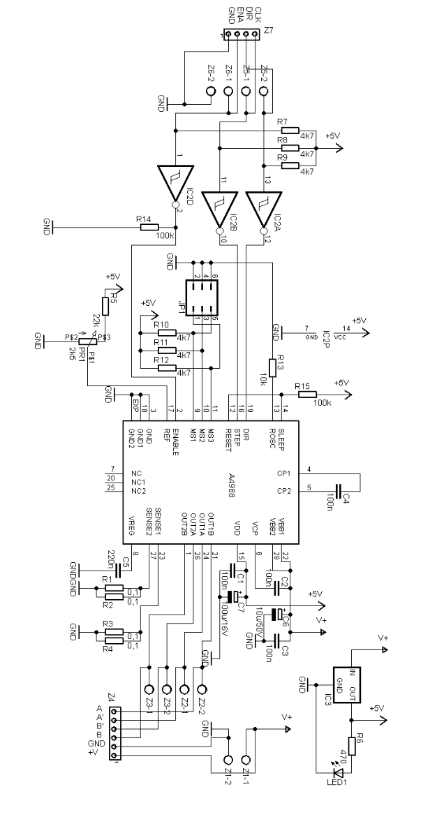 Schemat ideowy sterownika silników krokowych SSK-B11