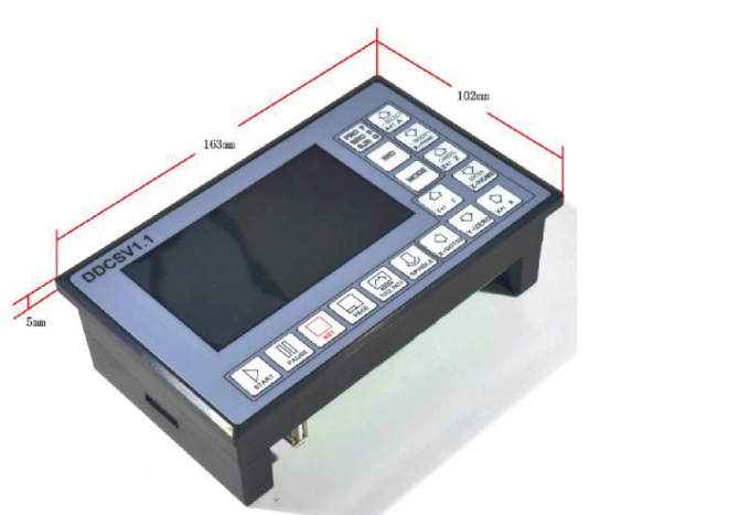 Rysunek z wymiarami kontrolera DSCV, ekran i przyciski