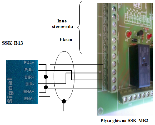 Schemat podłączenia serwosterownika easy serwo ES-D808 HBS86 Leadshine do płyty głównej SSK-MB2