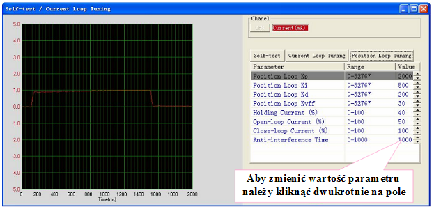 Dostrajanie parametrów pętli pozycjonowania w programie ProTuner