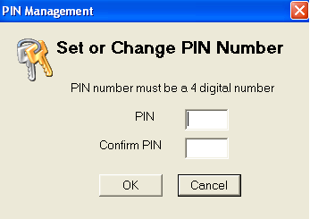 Okno do ustawienia lub zmiany kodu PIN programu ProTuner