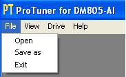 Menu Plik programu ProTuner