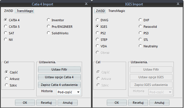 Importowanie modeli z innych systemów 3D poprzez program ZW3D Standard