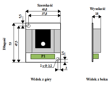 Rysunek z wymiarami regulatora temperatury drutu Kanthall