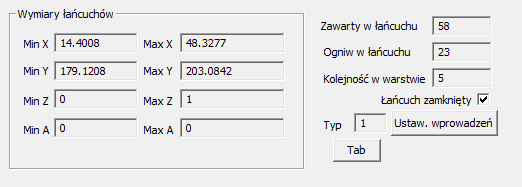 Wymiary łańcuchów w programie Lazycam