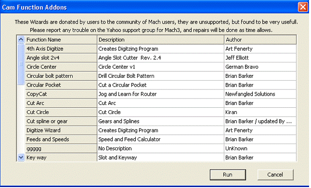 Lista gotowych kreatorów do programu Mach3