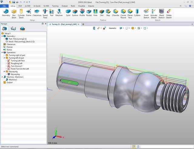 Interfejs Toczenia 2-osiowego w programie ZW3D Premium