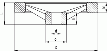 Koła ręczne dwuramienne GN 322-A - rysunek techniczny