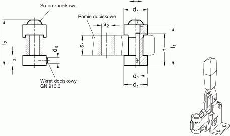 Śruby dociskowe GN 801 - rysunek techniczny
