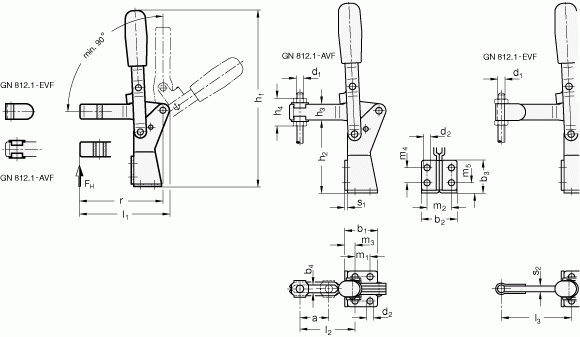 Dociskacze GN 812.1 - rysunek techniczny