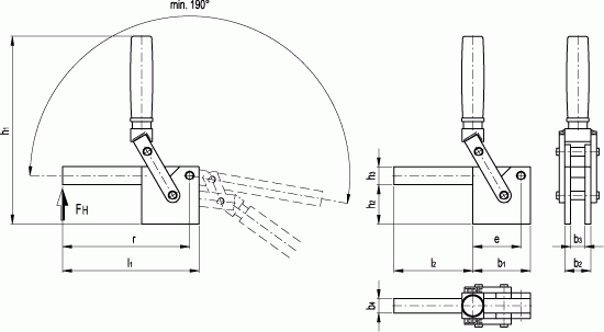 Dociskacze GN 813 - rysunek techniczny