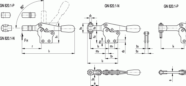 Dociskacze GN 820.1 - rysunek techniczny