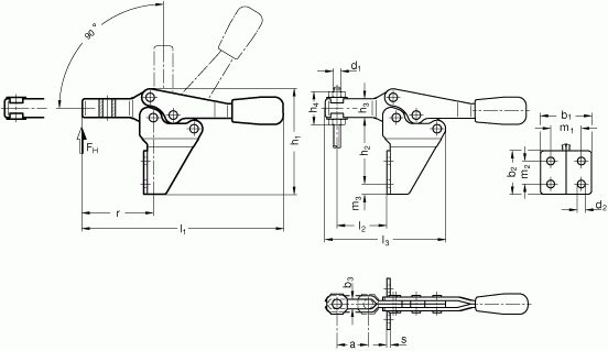 Dociskacze nierdzewne GN 820.2-NI - rysunek techniczny