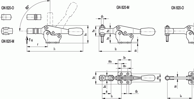 Dociskacze GN 820 - rysunek techniczny