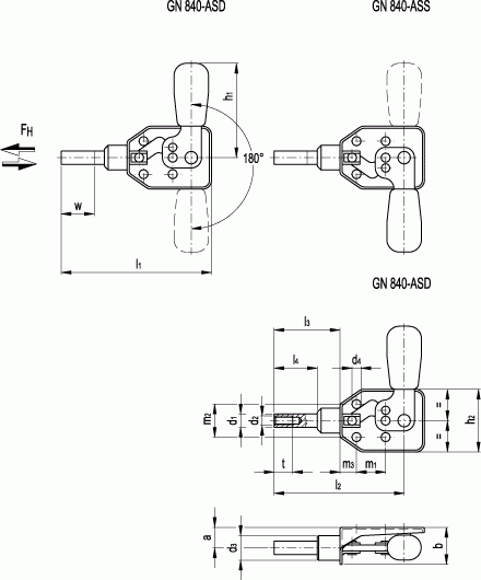 Napinacze GN 840 - rysunek techniczny
