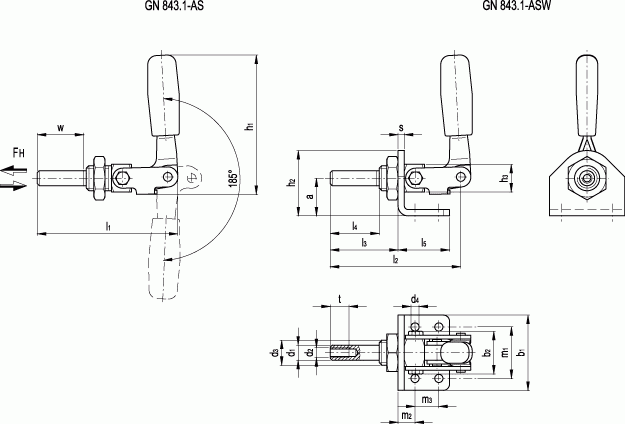 Napinacze GN 843.1 - rysunek techniczny