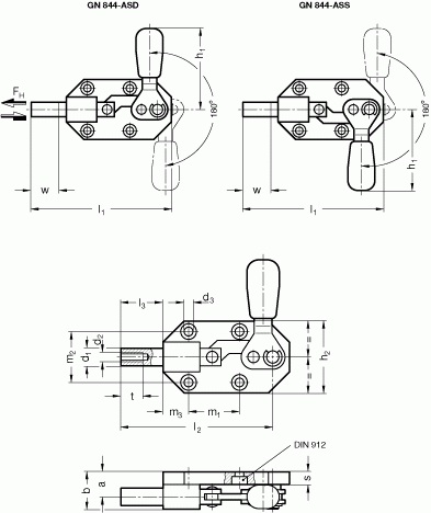 Napinacze GN 844 - rysunek techniczny