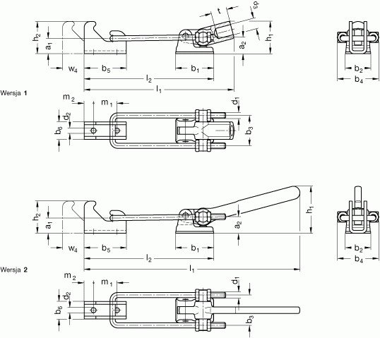 Zapięcia GN 854 - rysunek techniczny