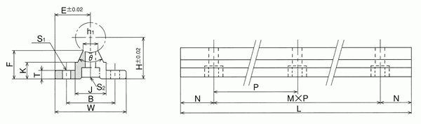 Wałki na podporach - rysunek techniczny