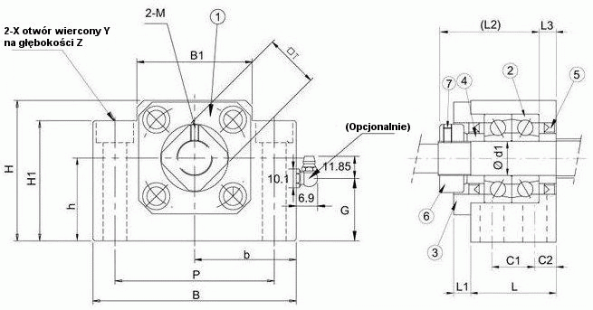 Typ BK - strona napędowa - rysunek techniczny