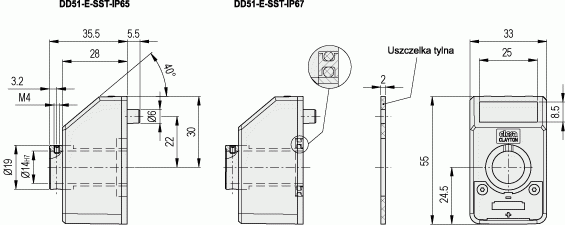 Wskaźniki położenia DD51-E - rysunek techniczny