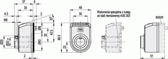 Wskaźniki położenia DD52R - rysunek techniczny