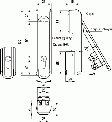 Zamki do systemów ryglujących CLC - rysunek techniczny