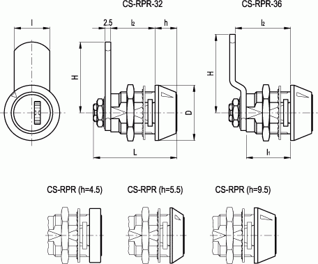 Zamki programowalne CS-RPR. - rysunek techniczny