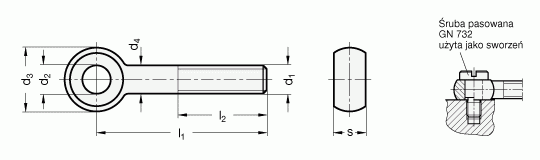 Śruby oczkowe DIN 444-NI - rysunek techniczny