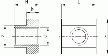 Nakrętki teowe DIN 508-NI - rysunek techniczny