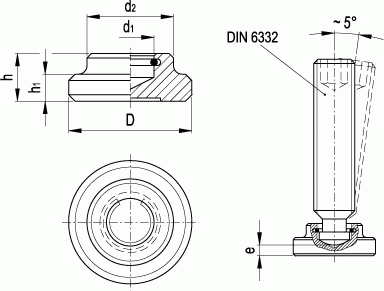 Stopki dociskowe DIN 6311 - rysunek techniczny