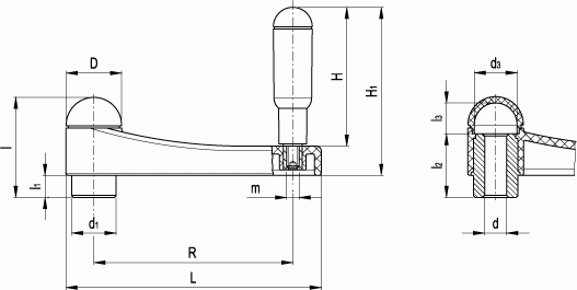 Korba z rękojeścią obrotową EKH.100 A-12-C3 RAL 7035 szara - rysunek techniczny
