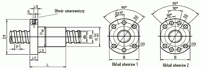 Nakrętka HIWIN R50-05K6-FSC do śruby kulowej 50x05 - rysunek techniczny