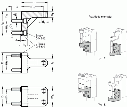 Uchwyty GN 867.1 do śrub dociskowych - rysunek techniczny