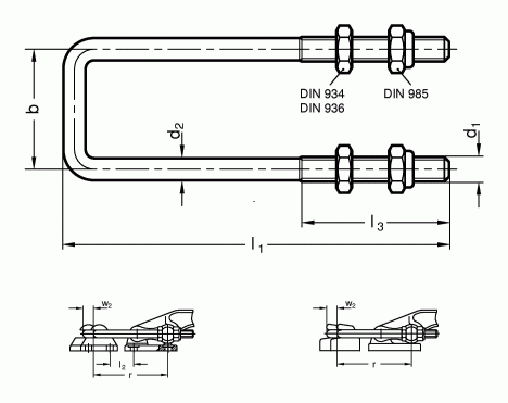 Zaczepy nierdzewne GN 951.2-NI do zapięcia - rysunek techniczny