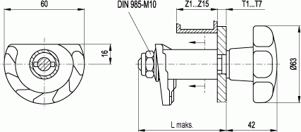 Zamki GN 117 - rysunek techniczny
