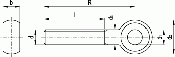 Śruby oczkowe GN 1524 - rysunek techniczny