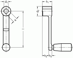 Korby z rękojeścią obrotową GN 269 - rysunek techniczny