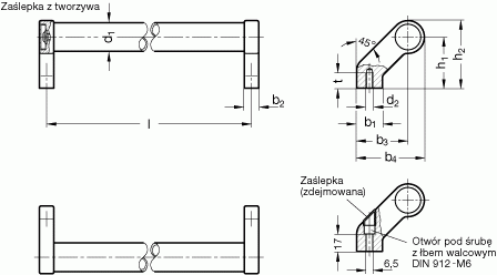 Uchwyty rurowe odgięte GN 333 - rysunek techniczny