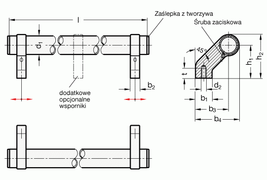 Uchwyty rurowe GN 333.2 - rysunek techniczny
