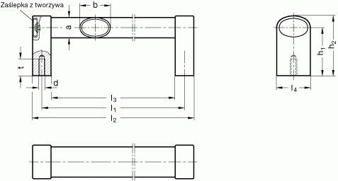 Uchwyty rurowe owalne GN 334 - rysunek techniczny