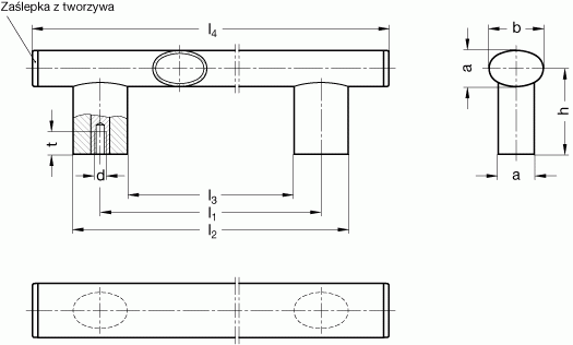 Uchwyty rurowe owalne GN 366 - rysunek techniczny