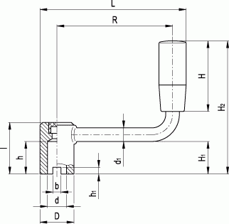 Korby z rękojeścią obrotową GN 369 - rysunek techniczny