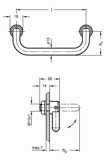 Uchwyty składane GN 425.2 - rysunek techniczny