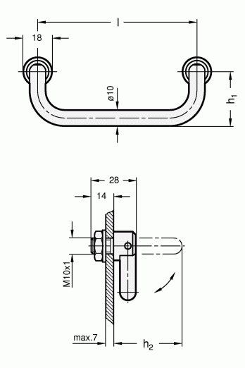 Uchwyty składane GN 425.2-NI - rysunek techniczny