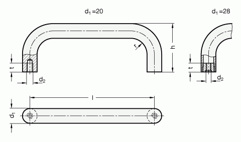Uchwyty GN 426 - rysunek techniczny