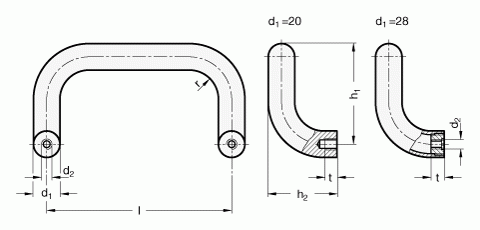Uchwyty odgięte GN 426.1 - rysunek techniczny