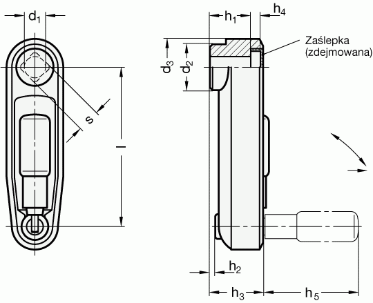 Korby z rękojeścią składaną GN 472.3 - rysunek techniczny