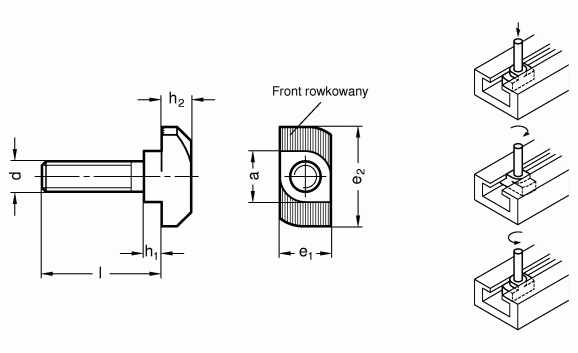 Śruby do rowków teowych GN 505.4 - rysunek techniczny