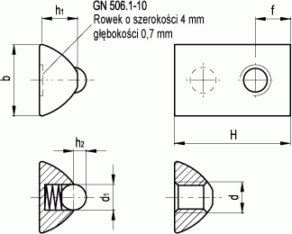 Nakrętki do rowków teowych GN 506.1 - rysunek techniczny